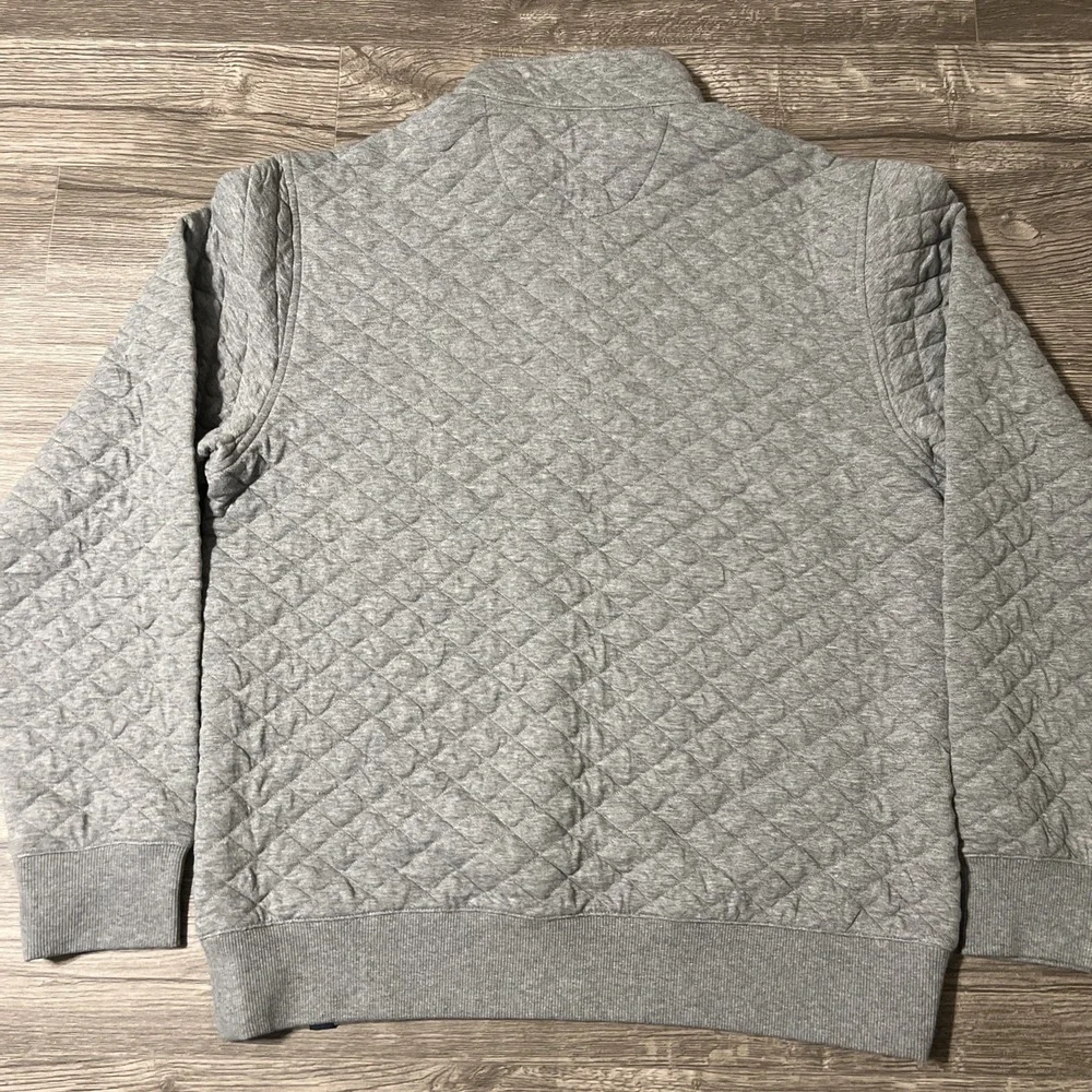 Brooks Brothers Gray Diamond Quilted 1/4 Zip Stretch Pullover Sweater Size Large